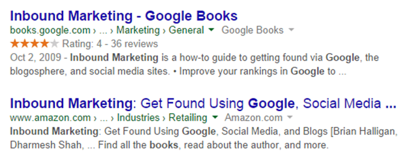 Schema mark-up seen on Google